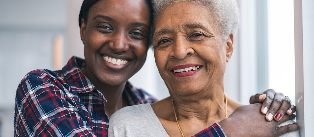 Memory care resident with her adult relative