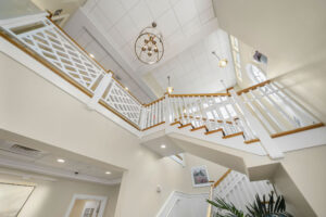 Open staircase to the second floor of Duxbury House